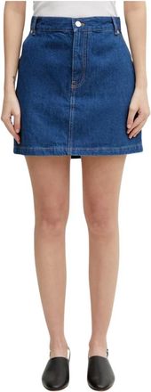 Maison Kitsun&eacute; Denim Mini Rok - Dames - Spijkerrokken - Blauw - W28 - Denim - Rokken
