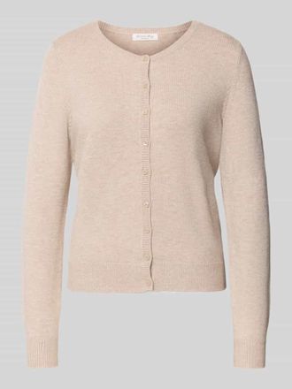 Christian Berg Strickjacke mit Knopfleiste in Metallic Beige Melange, Gr&ouml;&szlig;e S