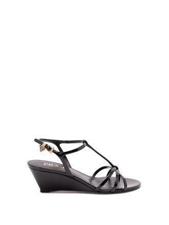 Prada Patent Leather Wedge Sandals