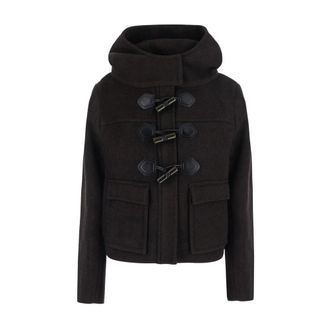 Ganni Jassen, Dames, Bruin, L, Wol, Duffle Coat Mini in Wol
