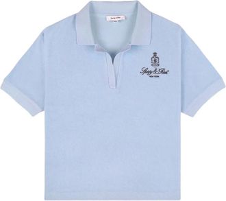 Sporty & Rich Camicia a maniche corte con logo ricamato - Blu