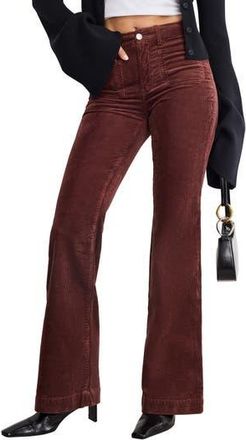 Good American Good Legs Patch Pocket Flare Corduroy Pants in Walnut004 at Nordstrom Rack, Size 15