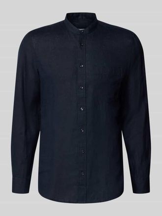 Seidensticker Slim Fit Leinenhemd mit Stehkragen Modell Mandarin in Marine, Gr&ouml;&szlig;e 38