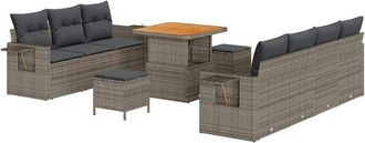 vidaXL Conjunto De Sof&aacute; De Jard&iacute;n 10 Pcs Gris Rat&aacute;n Sint&eacute;tico Vidaxl