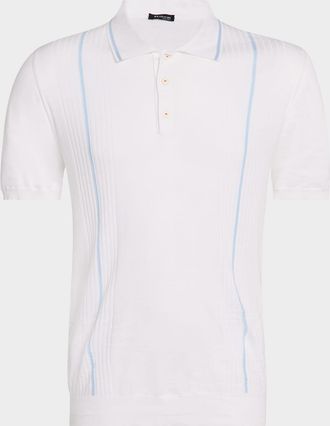 Kiton Mens Tipped Cotton Short-Sleeve Polo Sweater