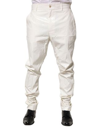 Dolce & Gabbana White Nylon Tapered Dress Men Pants Elastane