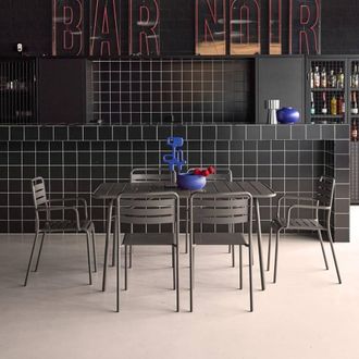 Sweeek 6-seater Metal Garden Table Set in Grey
