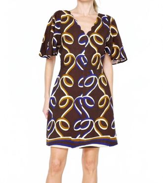 Ciebon Ribbon Print Mini Dress In Brown