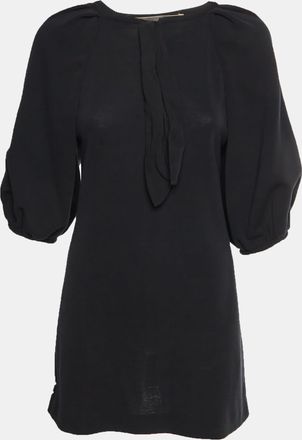 Giambattista Valli Black Cotton Knit Puffed Sleeve Short Dress