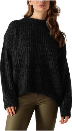 Knit-ted Zwarte Mohair Trui Phoebe - Dames - Ronde hals truien - Zwart - M - Truien & Vesten