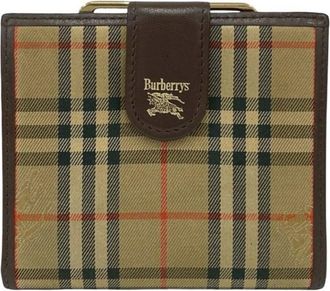 Burberry Beige Brown Leather Canvas Wallet (Bi-Fold) (Pre-Owned)