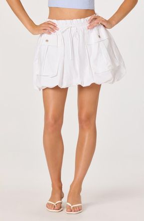 ASTR the Label Rey Bubble Hem Drawstring Cotton Miniskirt in White at Nordstrom, Size X-Small