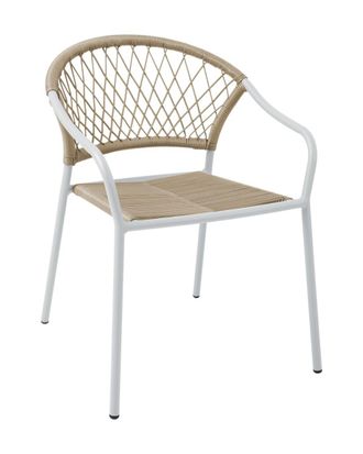 Deco Wood Pack 2 sillas exterior brazos aluminio blanco mate y rat&aacute;n 80x56cm