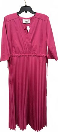 B.YU Womens Pleated Three Quarter Dress In Fushia