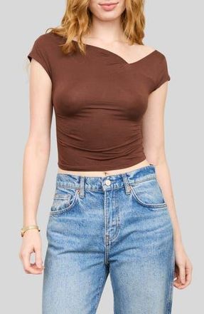 Blu Pepper Asymmetrical Neckline Knit Top in Chocolate at Nordstrom Rack, Size Medium
