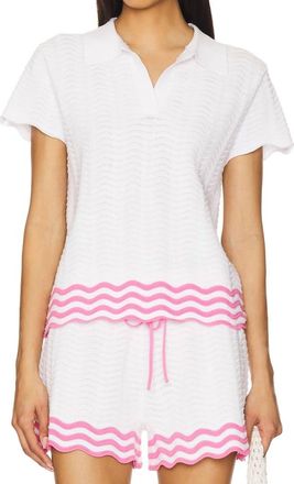 Beach Riot Vera Collared Top In Strawberry