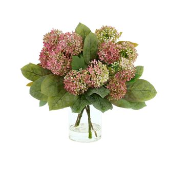 Creative Displays Inc. Hydrangeas and Magnolia Leaves Arrangement in Glass Vase with Acrylic Water