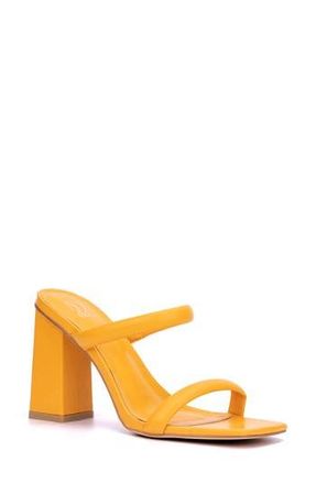 New York & Company Galina Faux Leather Block Heel Sandal in Orange at Nordstrom Rack, Size 7.5