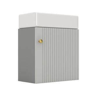 STILVORA Mueble Bajo Lavabo Suspendido Con 1 Puerta De Cierre Suave, Lavabo De Ceramica, Para Bano Pequeno, Mdf, Gris Y Blanco