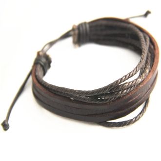 Generic Multi-Layer Handmade Braided Leather Bracelet for Men Women Vintage Adjustable Cuff Wrap Bracelet Wristbandsbrown Nice and Attractive Multicoloured