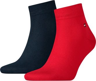 Tommy Hilfiger Classic Mens Socks - Ankle Socks - Mens Accessories - Tommy Hilfiger Mens Socks - Signature Embroidered Logo - 2 Pack - Blue - 6-8
