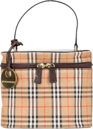 Burberry Pre-owned Handbags, female, Beige, Size: ONE SIZE Pre-owned Haymarket Check Vanity Bag