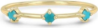 Zo&euml; Chicco Turquoise Dash Ring in 14K Yellow Gold /Turquoise at Nordstrom, Size 7