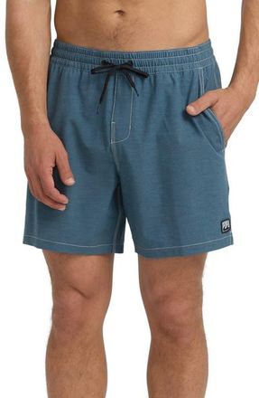 Billabong Every Other Day Layback Swim Trunks in Rustic Blue at Nordstrom, Size Small