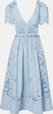Self Portrait Broderie anglaise cotton-blend midi dress
