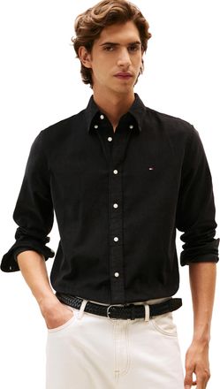 Tommy Hilfiger Long Sleeve Corduroy Regular Fit, Mens Button Down Shirt, Black, XXL