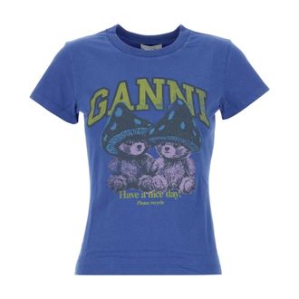 Ganni T-Shirts - Tops - Mujer - Azul - M