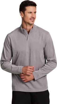 Avalanche Mens 1/4 Zip Sweatshirt, Lightweight Partial Zip Mock Neck Long Sleeve Top Soft Mini Corduroy Pullover for Hiking, Light Grey Heather, Medium