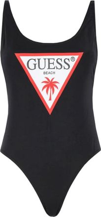 Guess Badpak uit &eacute;&eacute;n stuk met logoprint - Dames - Badpakken - Zwart - XS - Badmode