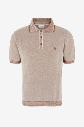 Etro Texturiertes Feinstrick-Kurzarm-Polohemd aus Baumwolle Pegaso