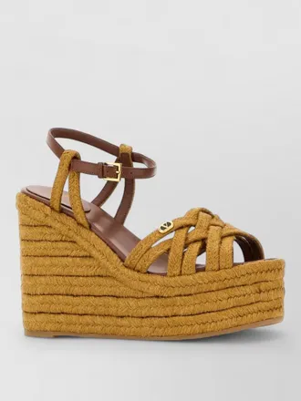 Valentino Garavani raffia vlogo signature wedge sandals ankle strap