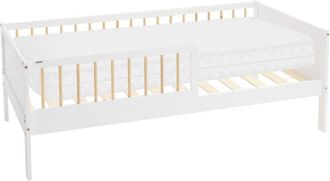 ML Design Ml-design - Cama Infantil Con Colch&oacute;n 80 X 160 Cm De Madera Maciza De Pino Blanco-beige, Lecho Individual Para Ni&ntilde;os Y Ni&ntilde;as Con Somier De L&aacute;minas Y P