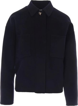 Fabiana Filippi Double di lana Cropped - Dames - Zomerjassen - Blauw - 2XS - Wol - Jassen