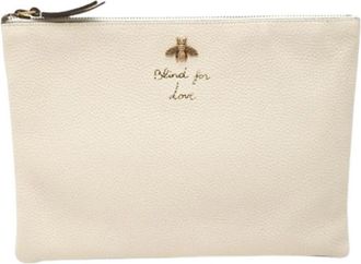 Gucci Pre-owned Clutch bag - Dames - Vintage Clutch - Beige - ONE Size - Leer - Vintage