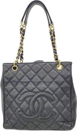Chanel Black Grained Calfskin Tote Bag (Pre-Owned)