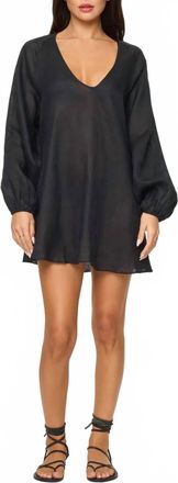 L*Space Boat Trip Linen Cover-Up Tunic In Black
