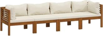 vidaXL Vidaxl - Sof&aacute; De Jard&iacute;n De 4 Plazas Con Coj&iacute;n Crema Madera De Acacia