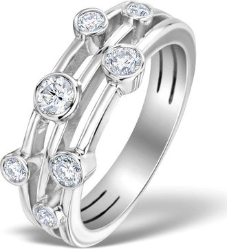 The Diamond Store Rain Drops Diamond 0.50ct And 18K White Gold Rubover Ring