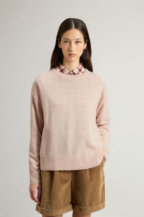 Woolrich donna Maglia girocollo in misto lana vergine e cashmere Rosa Taglia XXS