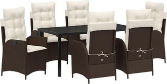vidaXL Garden Dining Set 7 pcs Brown Poly Rattan Vidaxl