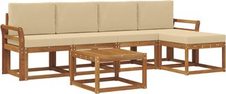 vidaXL Conjunto De Sof&aacute;s De Exterior 6 Uds. Natural Y Beige Vidaxl