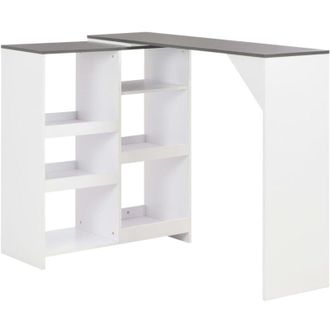 vidaXL Tavolo da Bar con Scaffale Mobile Bianco 138x39x110 cm - Vidaxl