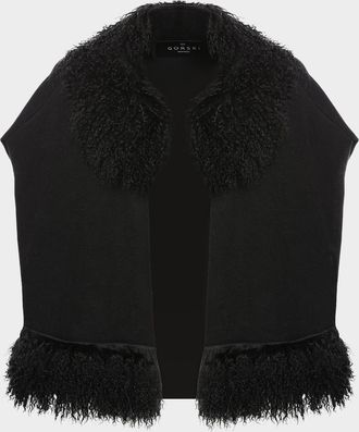 Gorski Knit Vest with Mongolian Shearling Lamb Trim