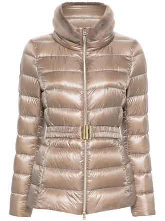 Herno Beige Quilted Mock Collar Jacket