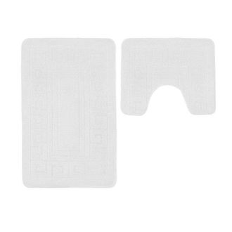 TJ Hughes Greek Key White Patterned 2 Piece Bath Mat Set - TJ Hughes
