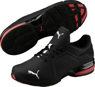 Puma Sneaker PUMA VIZ RUNNER, Herren, Gr. 42,5, schwarz (schwarz, rot), Synthetik, Schuhe Sneaker